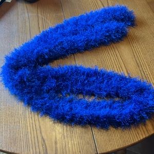 Blue scarf, handmade, 76 inches long